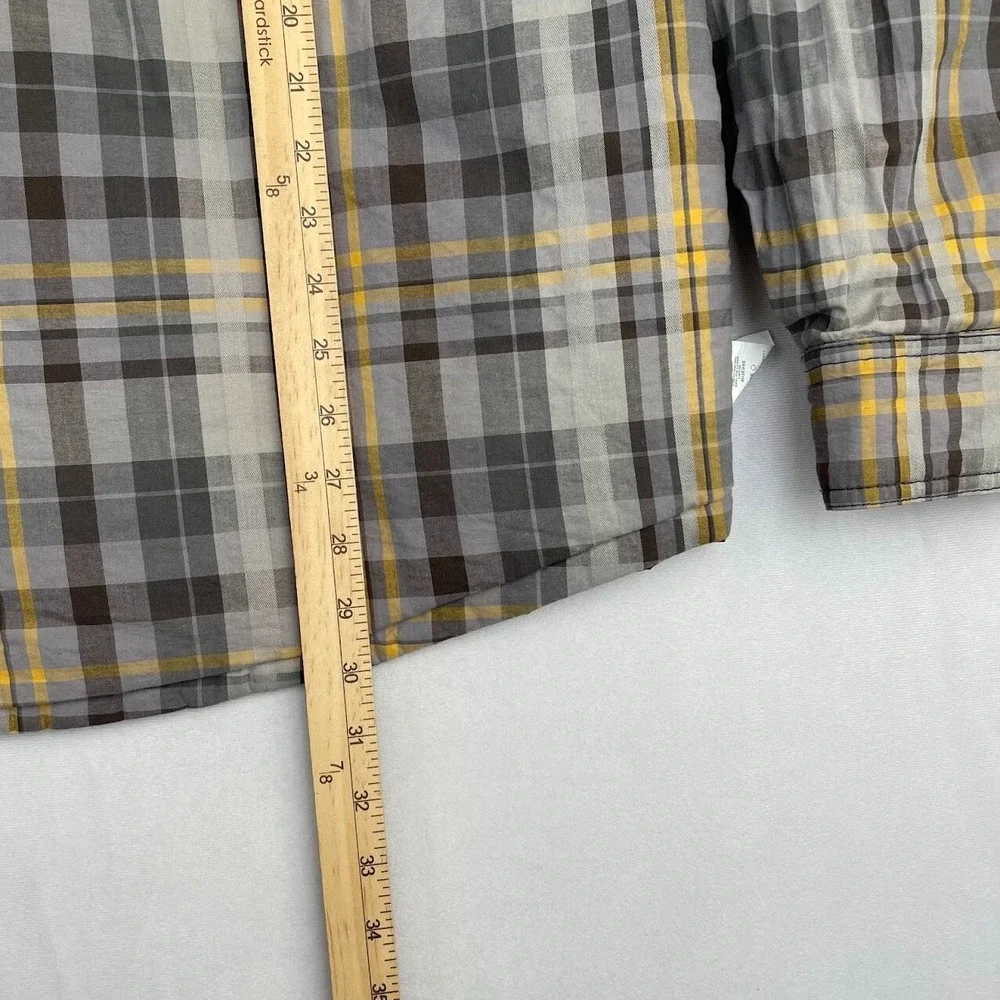 prAna Jacket Mens Size XL Rhody Reversible Black Multi Plaid Snap Button Outdoor